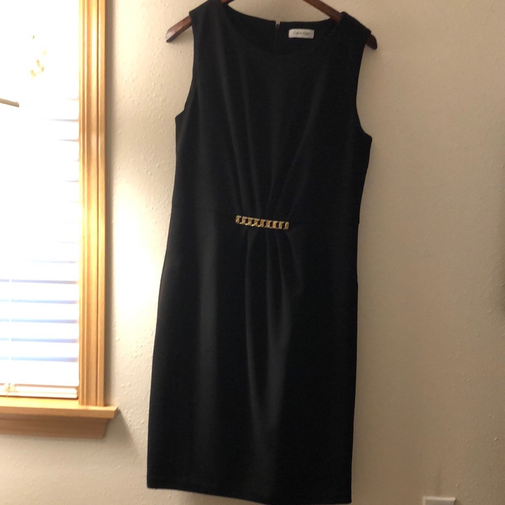Calvin Klein gathered front zip back dress